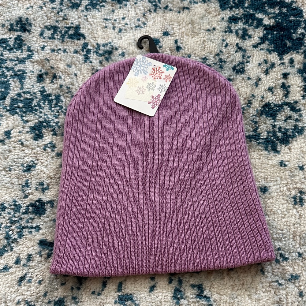 Purple Ribbed Beanie NWT